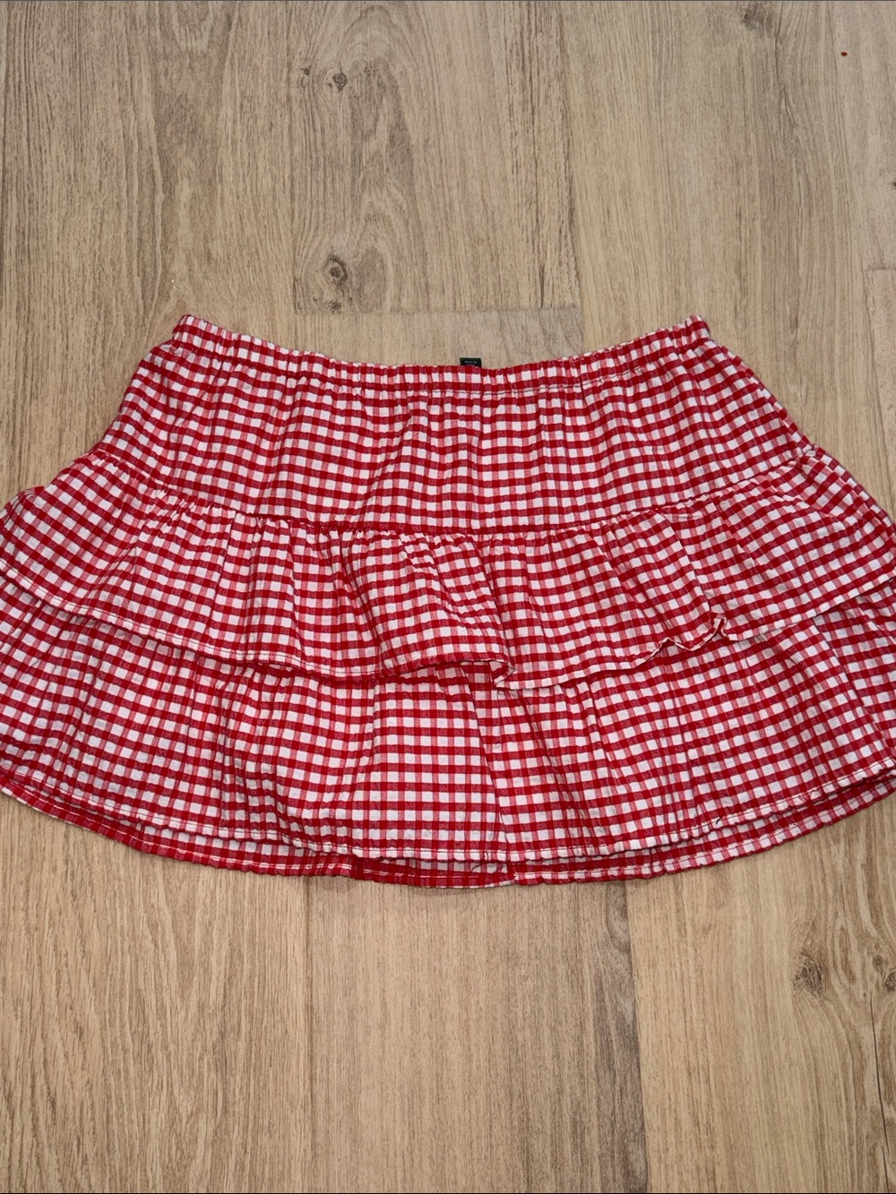 Wild Fable Red Gingham Tiered Mini Skirt size large NWOT - Picture 1 of 5